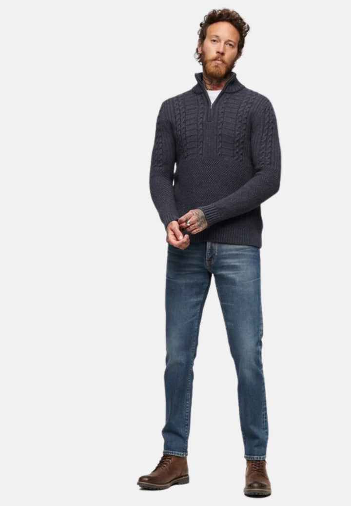 Superdry Jacob Cable Knit 1/4-zip Jumper | Indigo