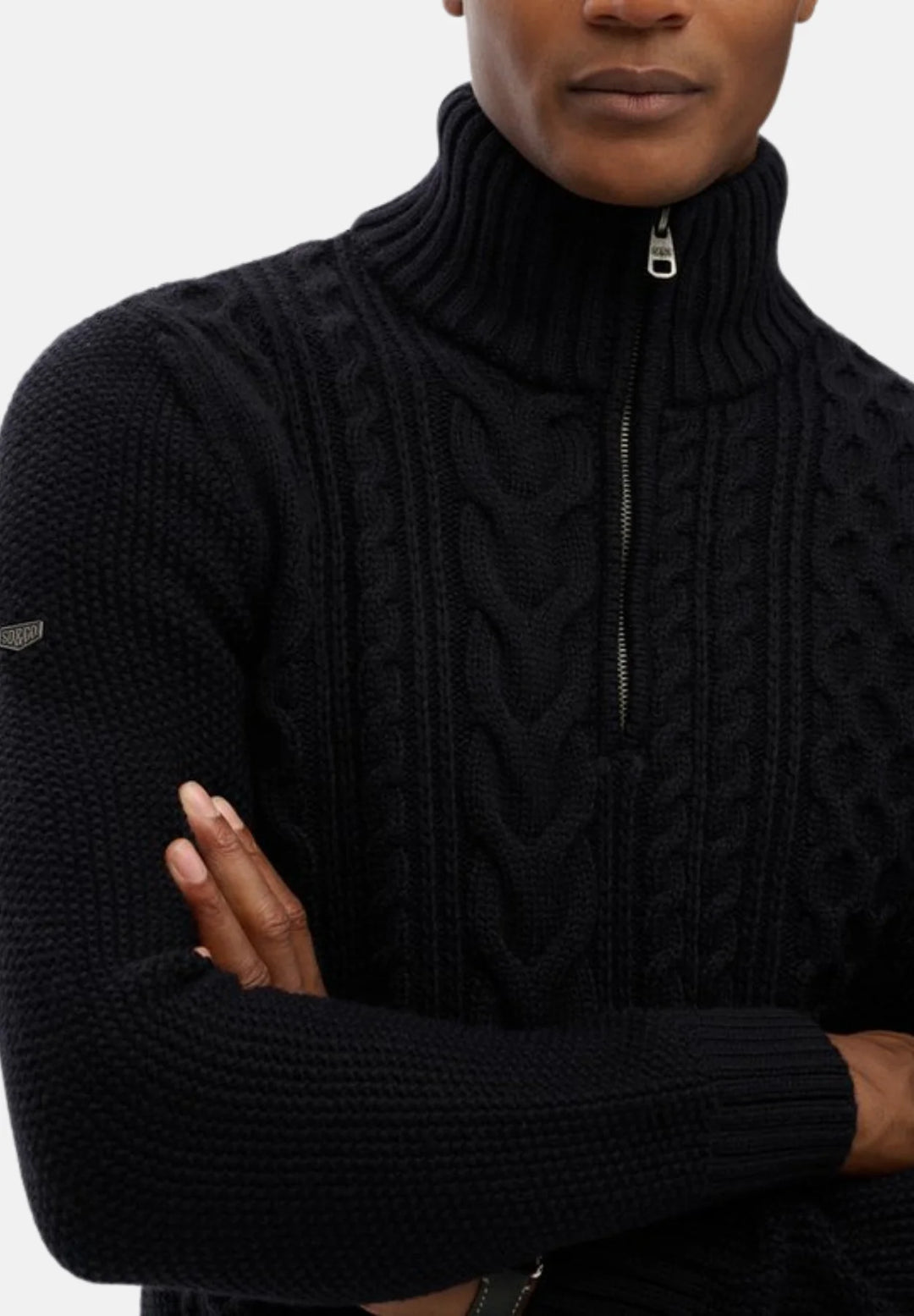 Superdry Jacob Cable Knit Half Zip Jumper | Eclipse Navy