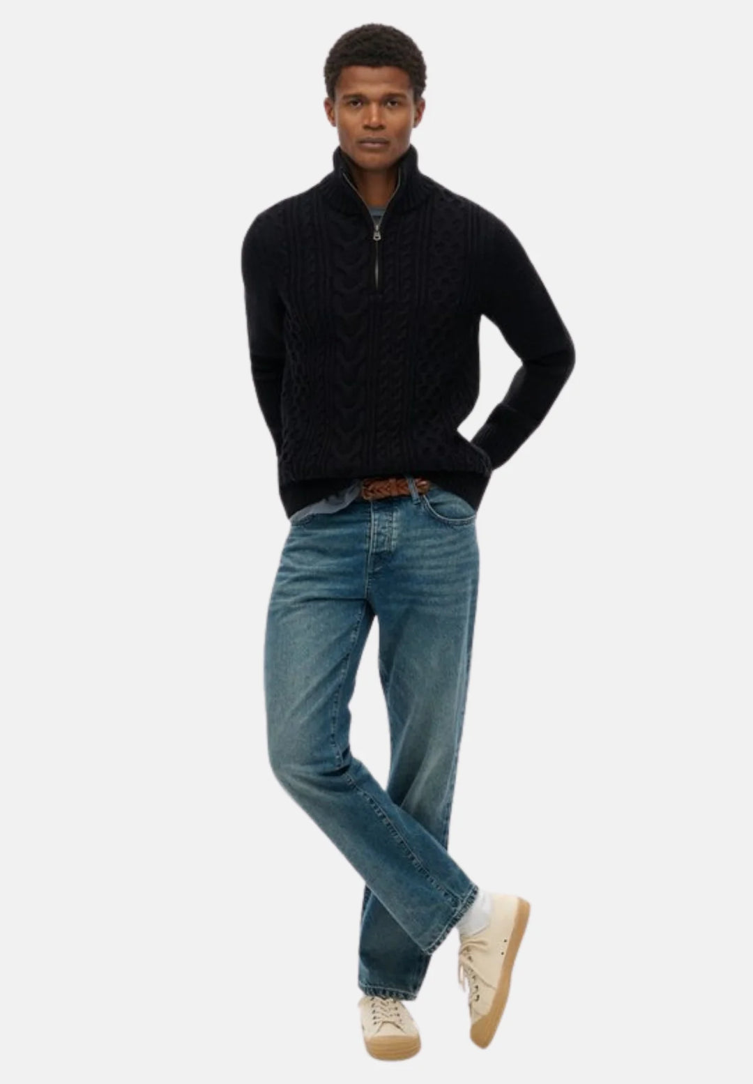 Superdry Jacob Cable Knit Half Zip Jumper | Eclipse Navy