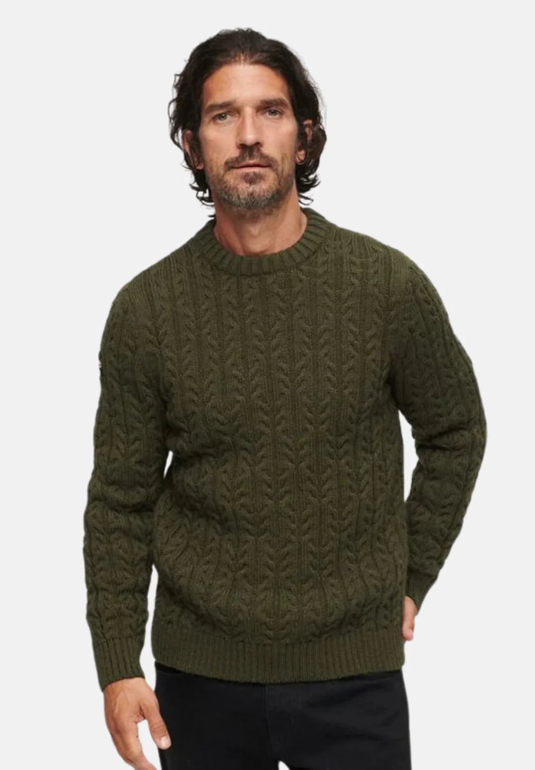 Superdry Jacob Cable Knit Jumper | Moss Green