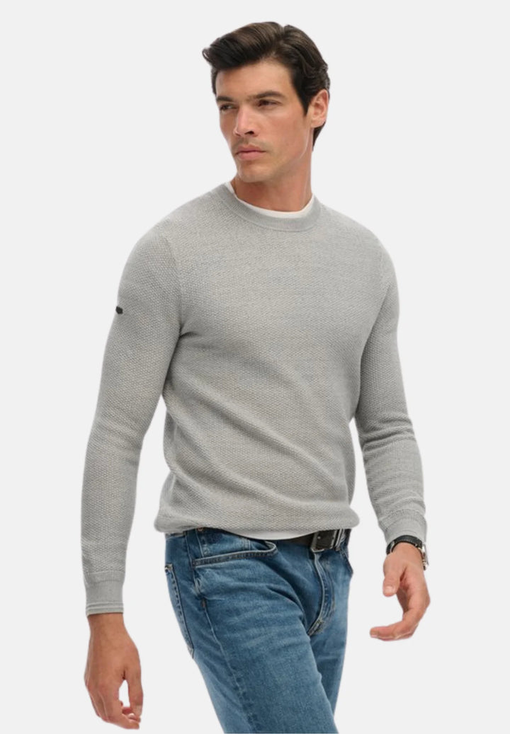 Superdry Light Weight Cotton Texture Jumper | Light Grey