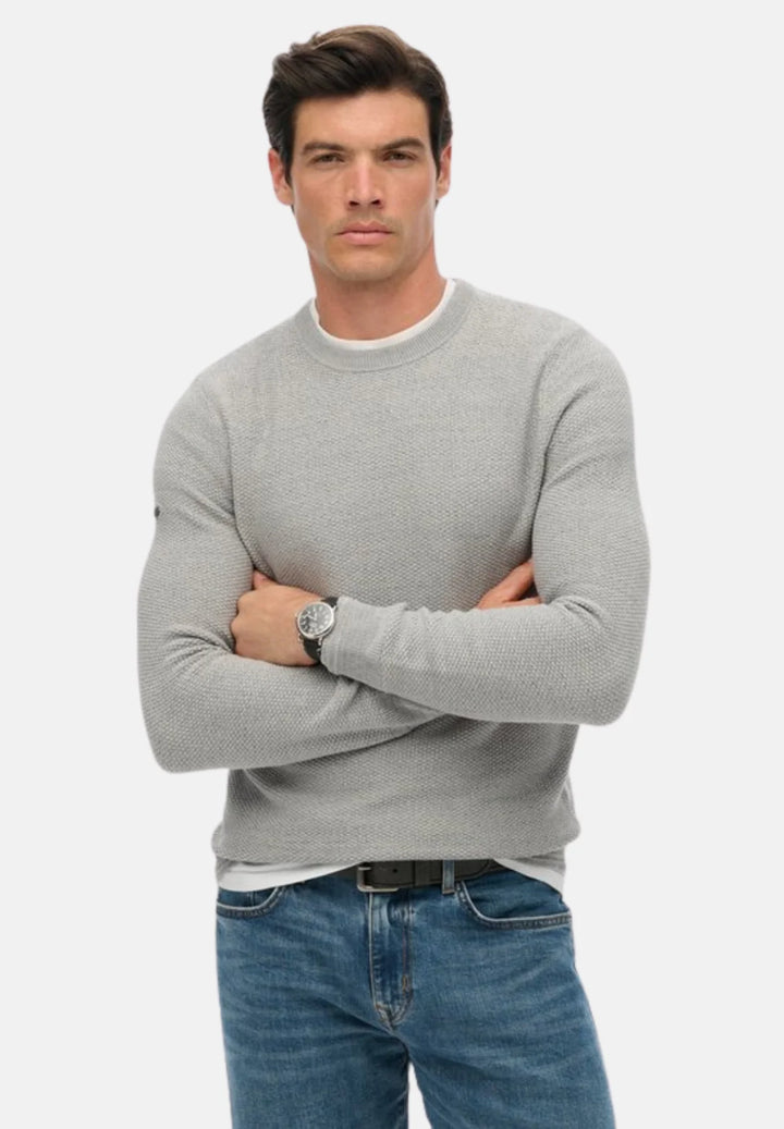 Superdry Light Weight Cotton Texture Jumper | Light Grey