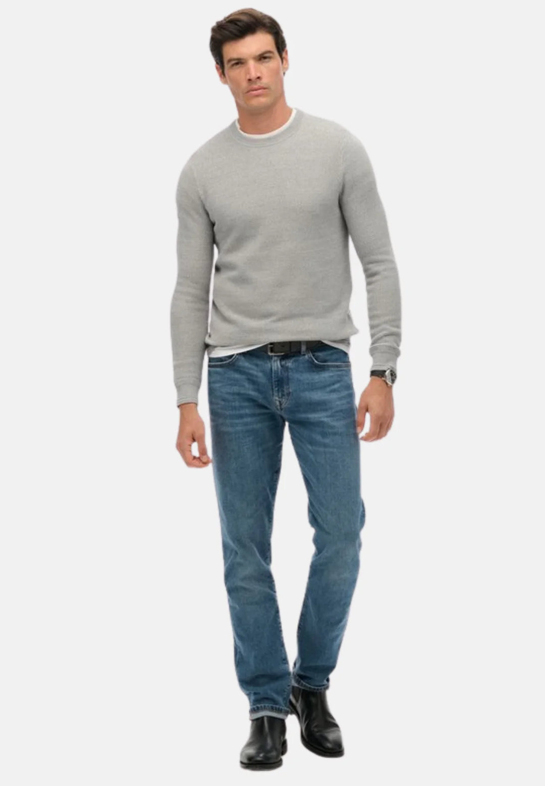 Superdry Light Weight Cotton Texture Jumper | Light Grey