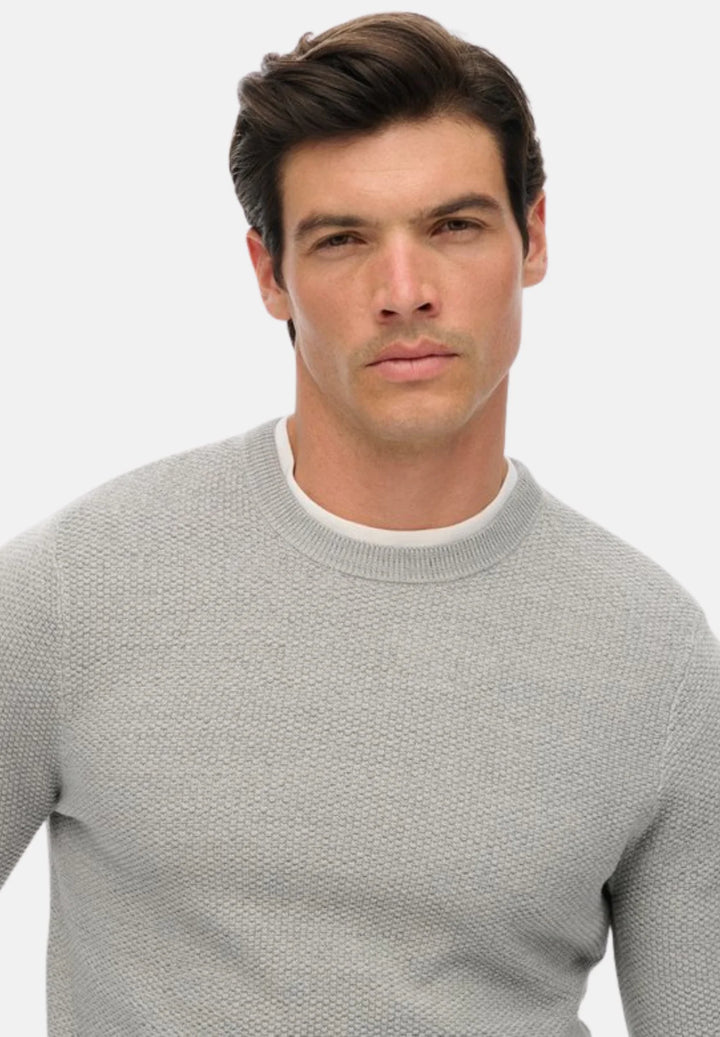 Superdry Light Weight Cotton Texture Jumper | Light Grey