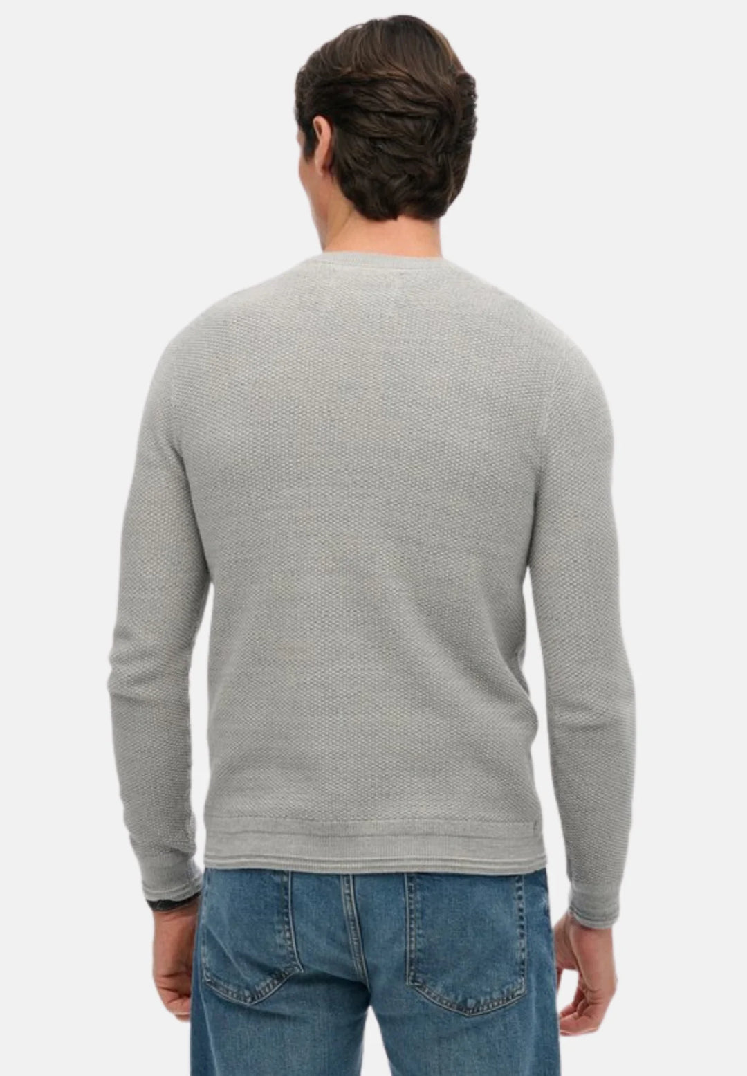 Superdry Light Weight Cotton Texture Jumper | Light Grey