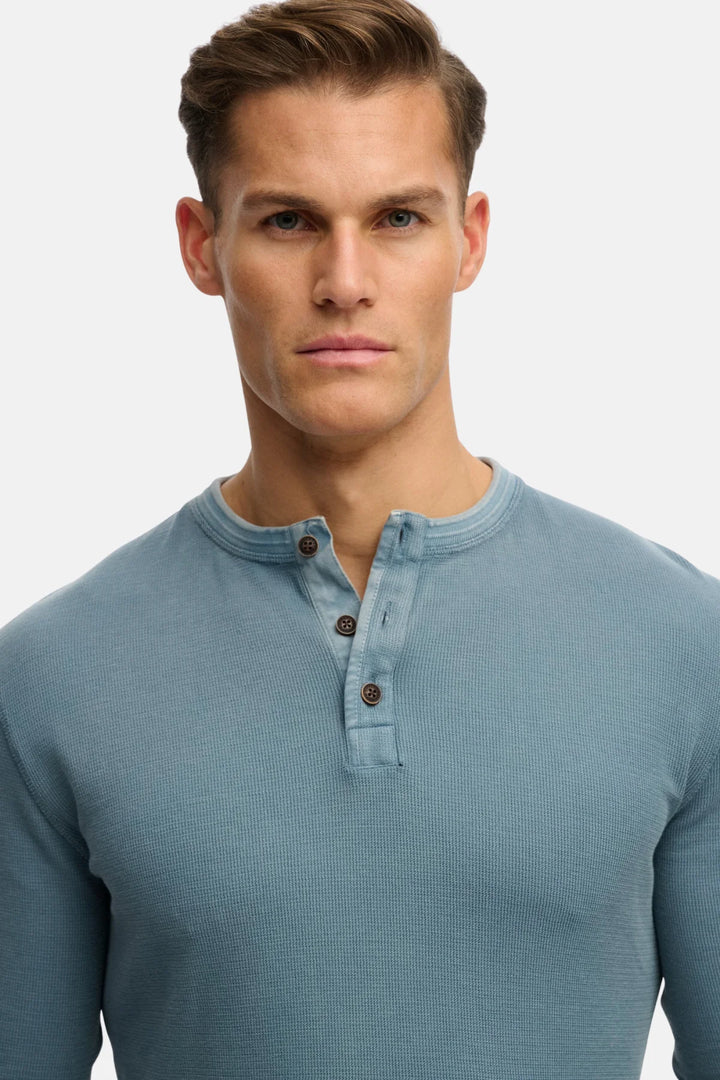 Superdry Lightweight Textured Grandad Top | Copen Blue