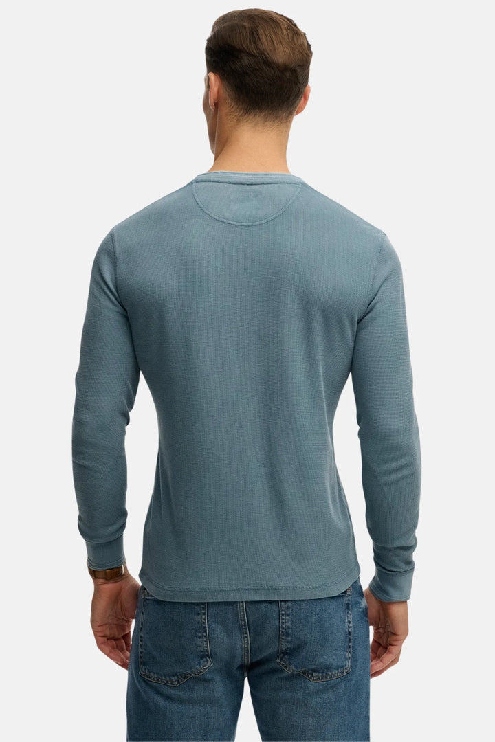 Superdry Lightweight Textured Grandad Top | Copen Blue