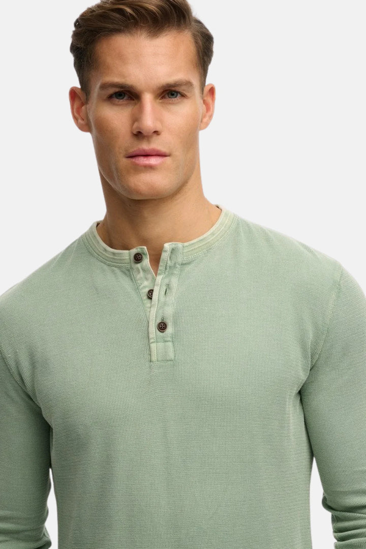 Superdry Lightweight Textured Grandad Top | Lily Pad Green