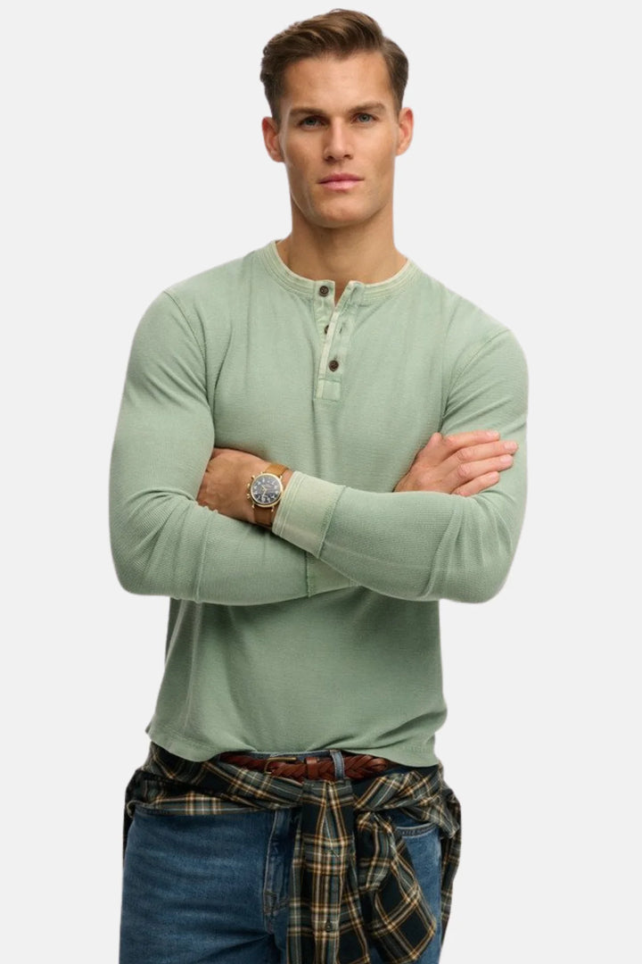 Superdry Lightweight Textured Grandad Top | Lily Pad Green