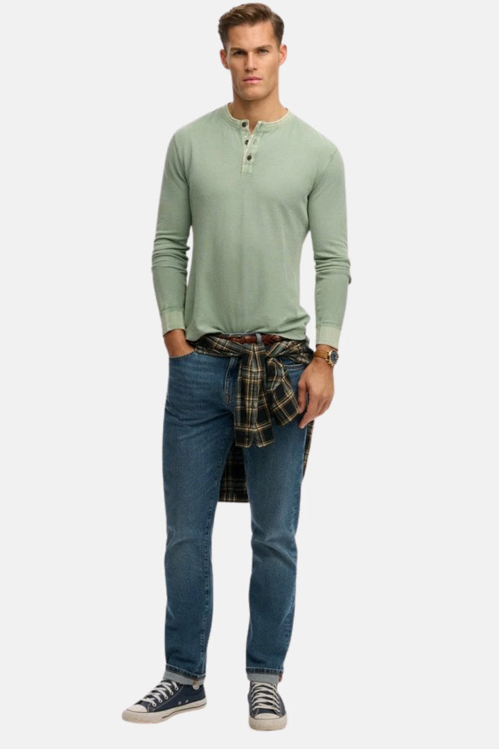 Superdry Lightweight Textured Grandad Top | Lily Pad Green
