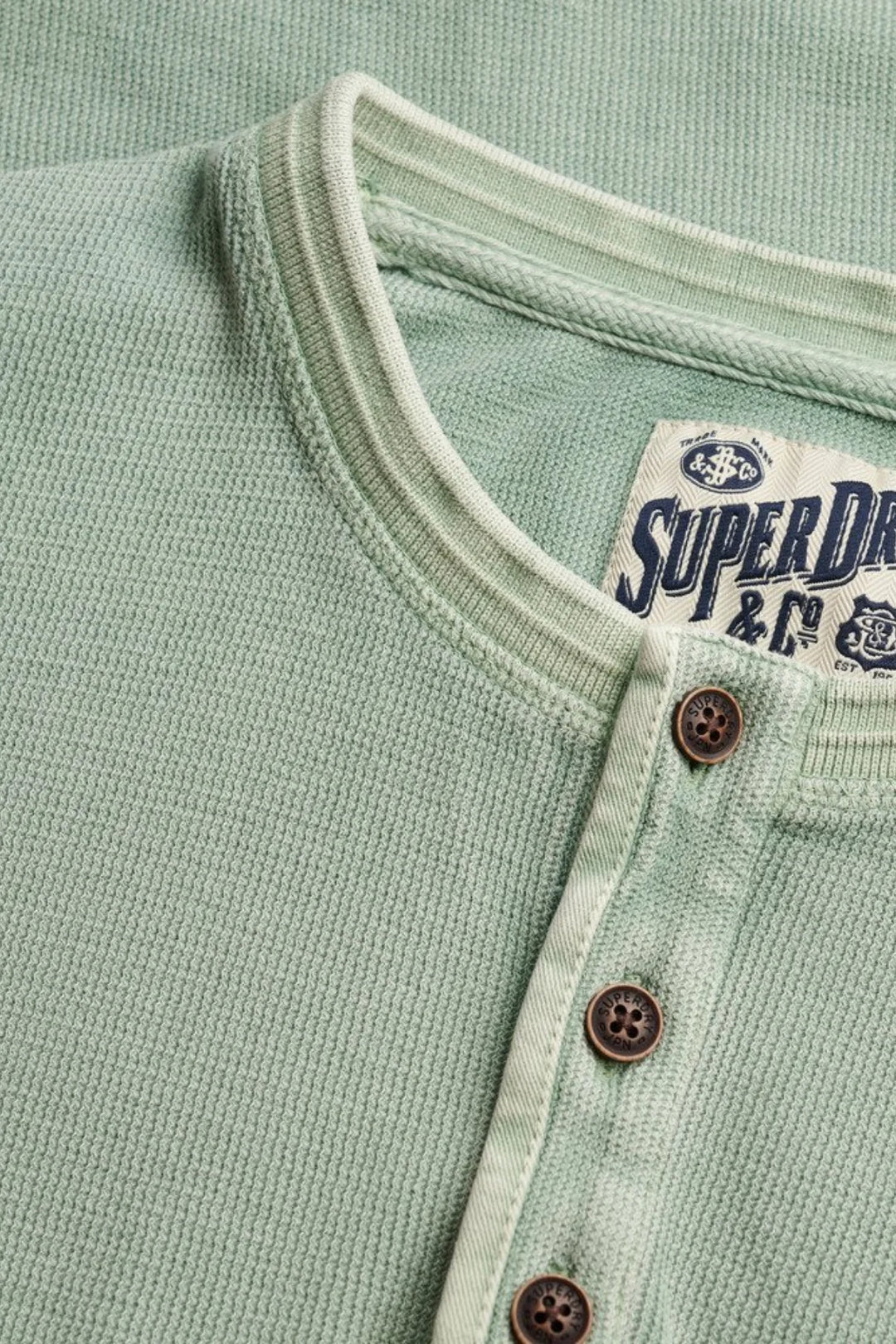 Superdry Lightweight Textured Grandad Top | Lily Pad Green