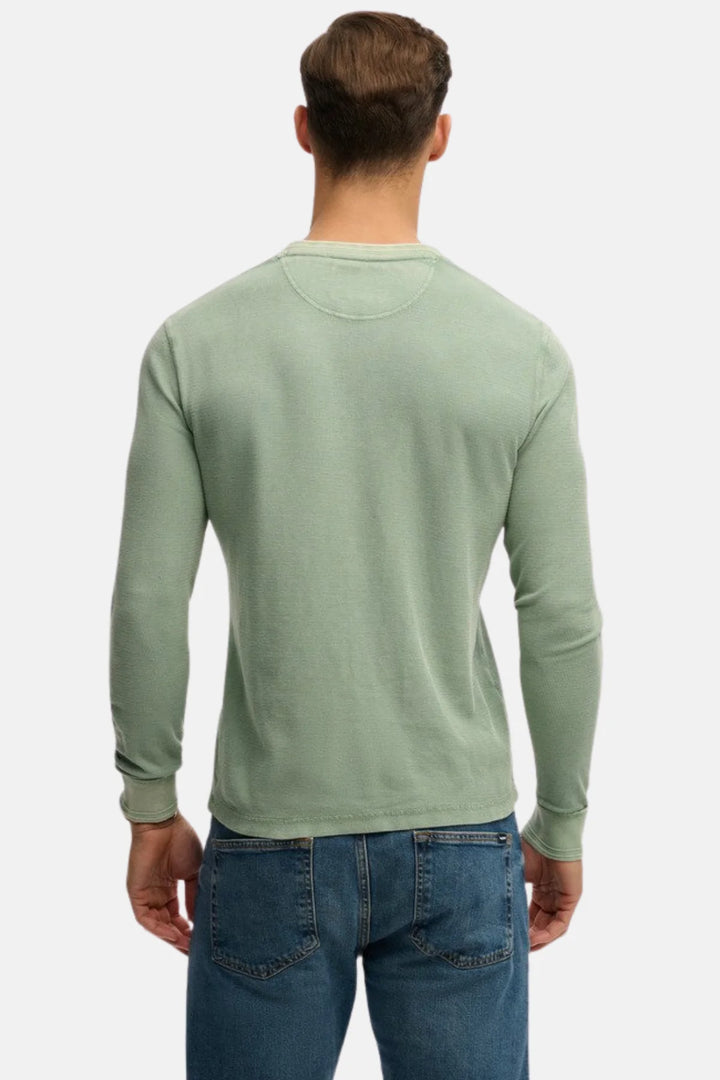 Superdry Lightweight Textured Grandad Top | Lily Pad Green
