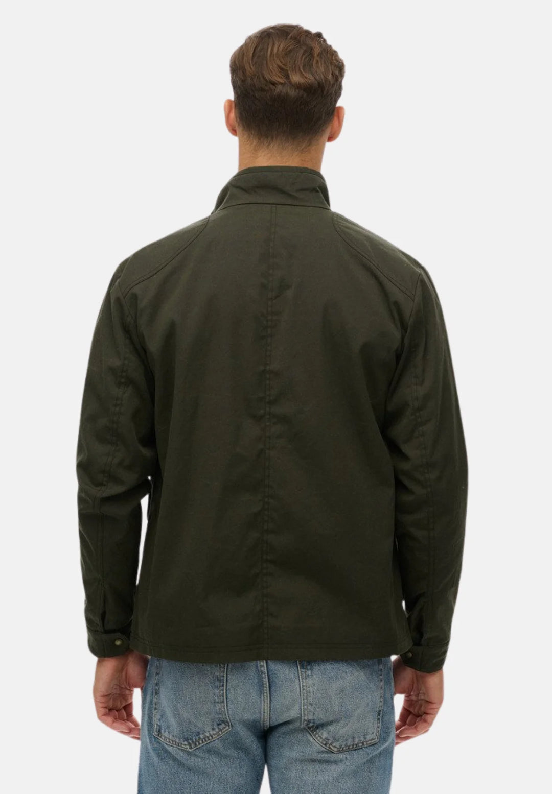 Superdry Merchant Wax Racer Jacket | Surplus Goods Olive Green