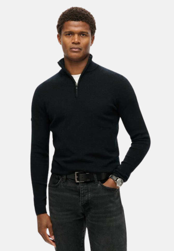 Superdry Merino Half-Zip Jumper | Black