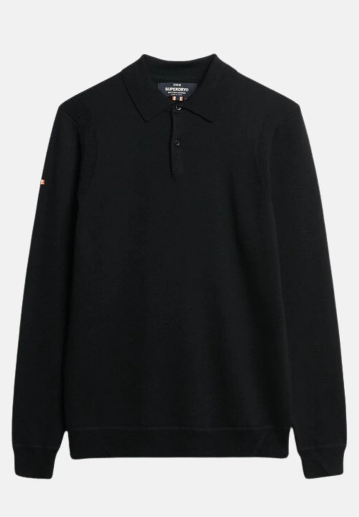 Superdry Merino Polo Jumper | Black