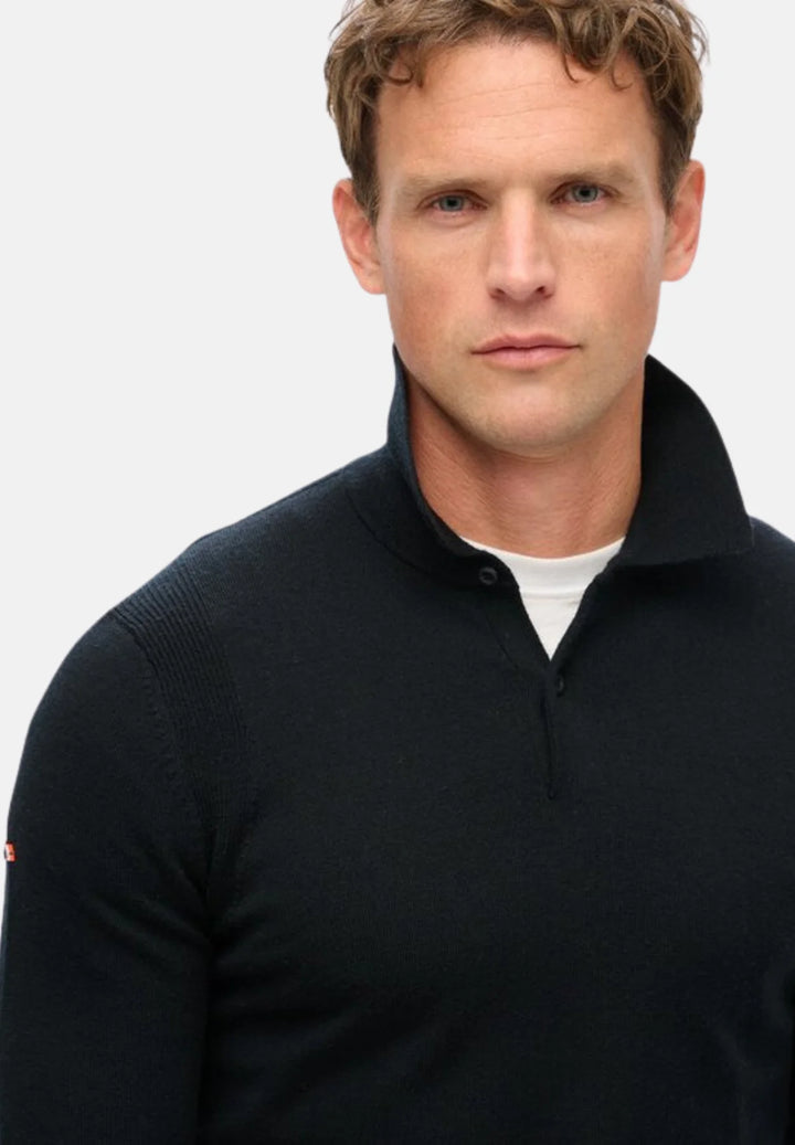 Superdry Merino Polo Jumper | Black