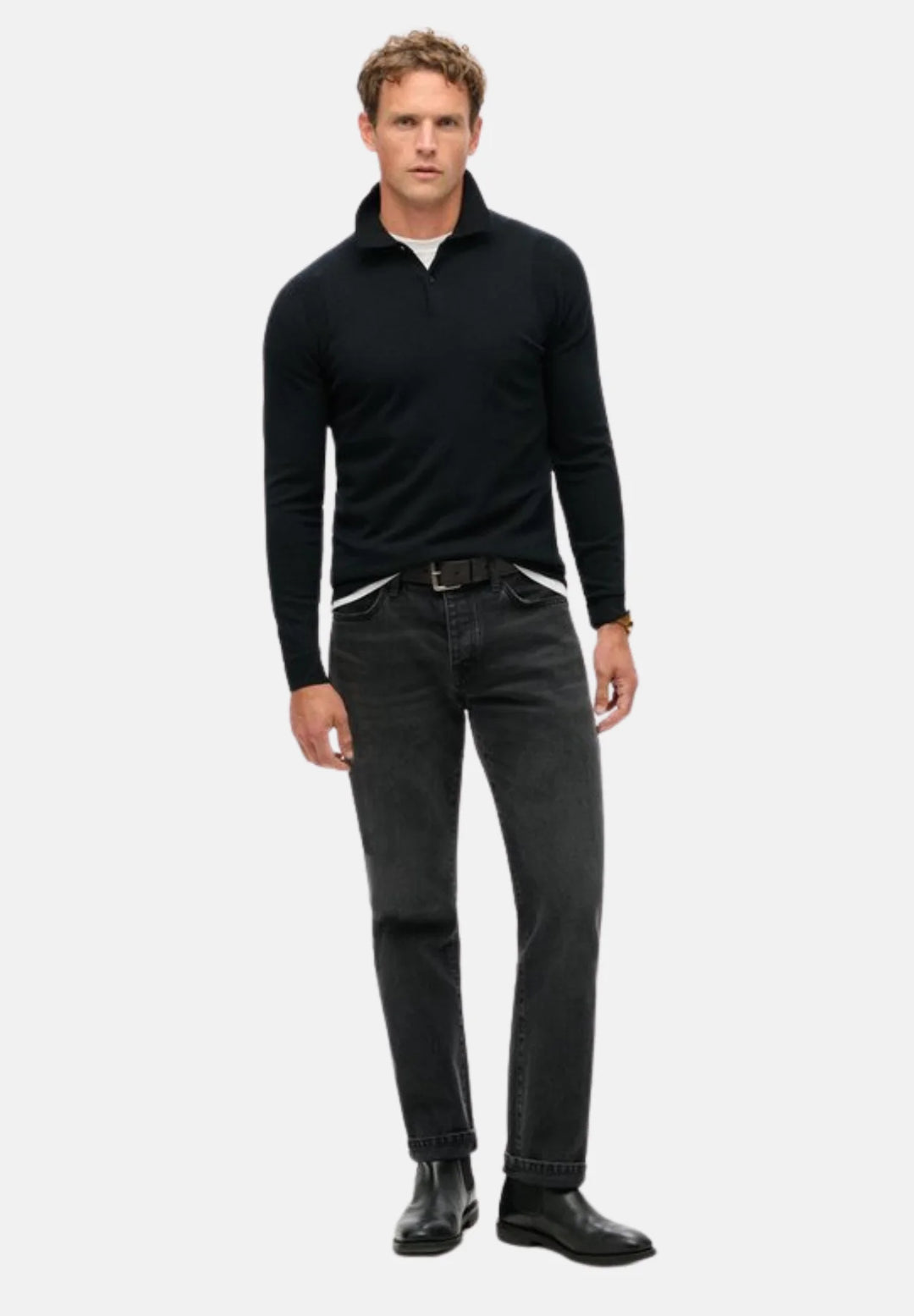 Superdry Merino Polo Jumper | Black