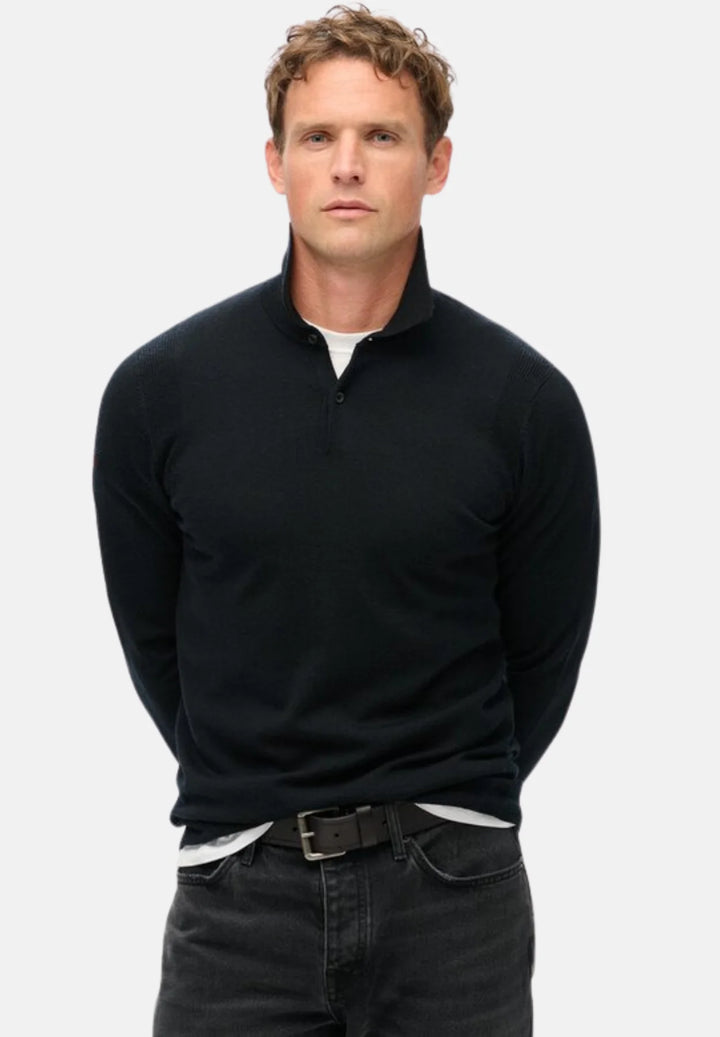 Superdry Merino Polo Jumper | Black