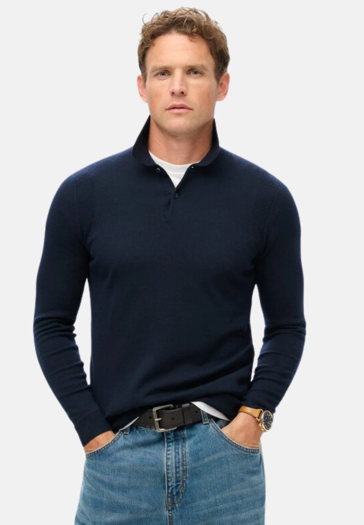 Superdry Merino Polo Jumper | Lauren Navy