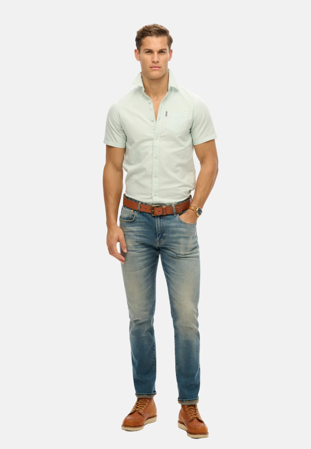 Superdry Oxford Short Sleeve Shirt | Light Green