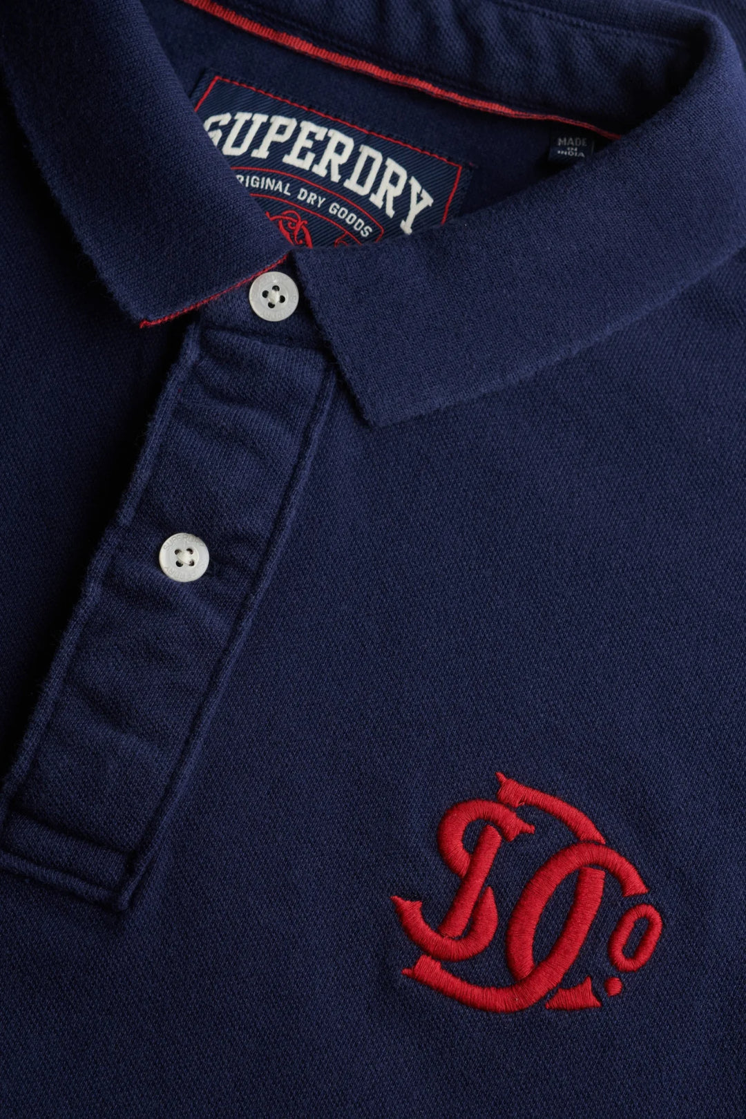 Superdry Pique Monogram Polo Shirt | Darkest Navy/Red