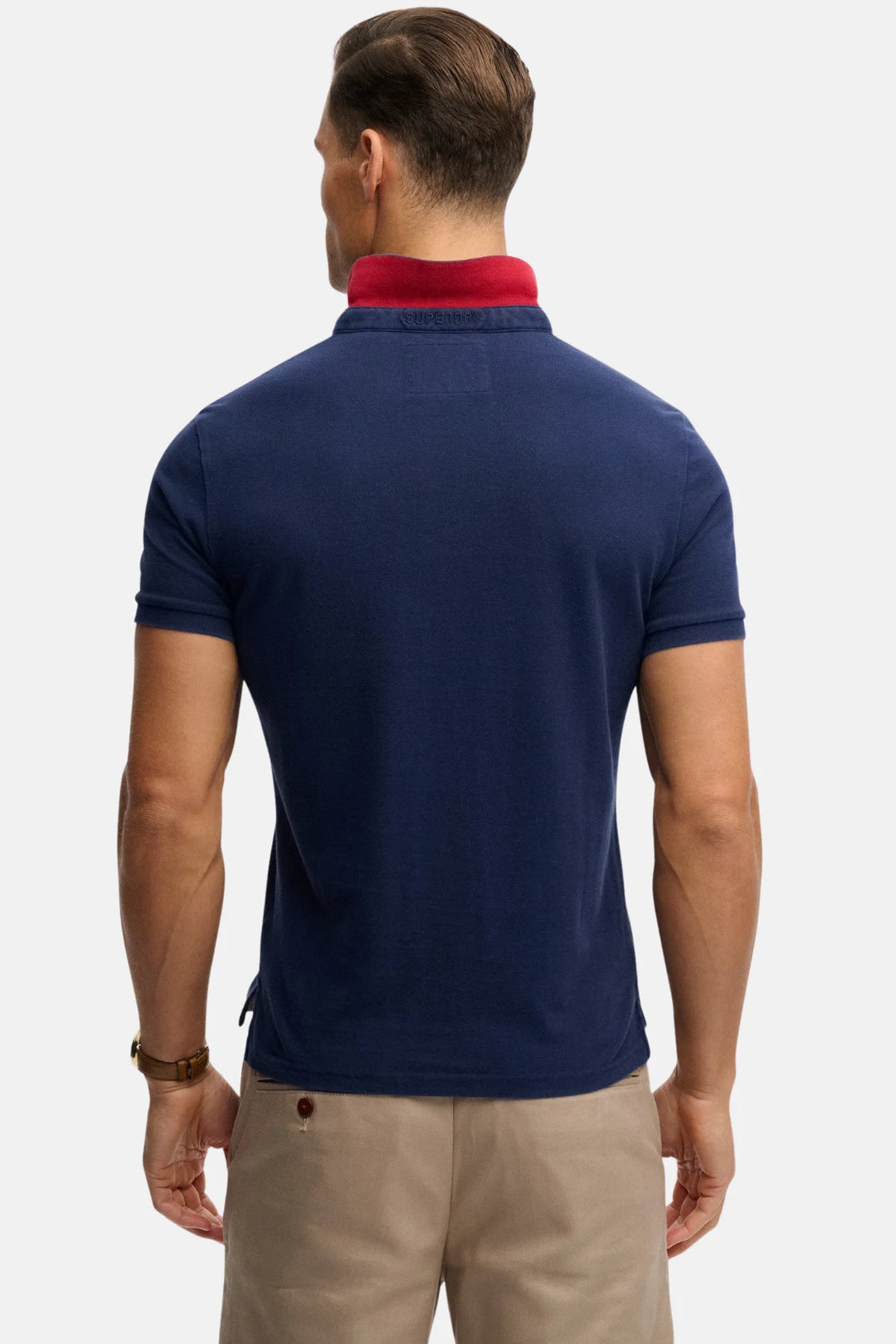 Superdry Pique Monogram Polo Shirt | Darkest Navy/Red