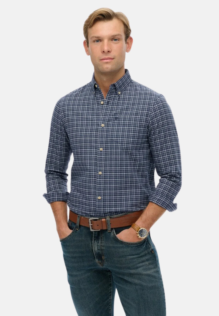 Superdry Premium Check Oxford Shirt | Lauren Navy Shadow Grid