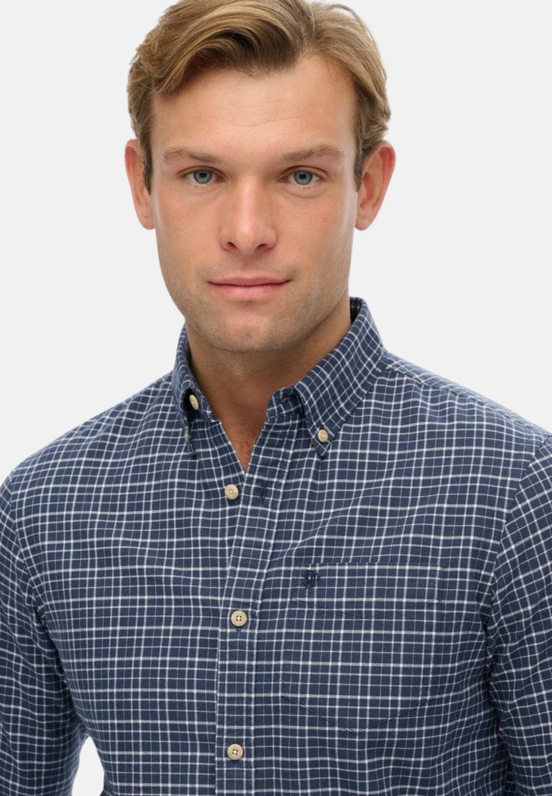 Superdry Premium Check Oxford Shirt | Lauren Navy Shadow Grid