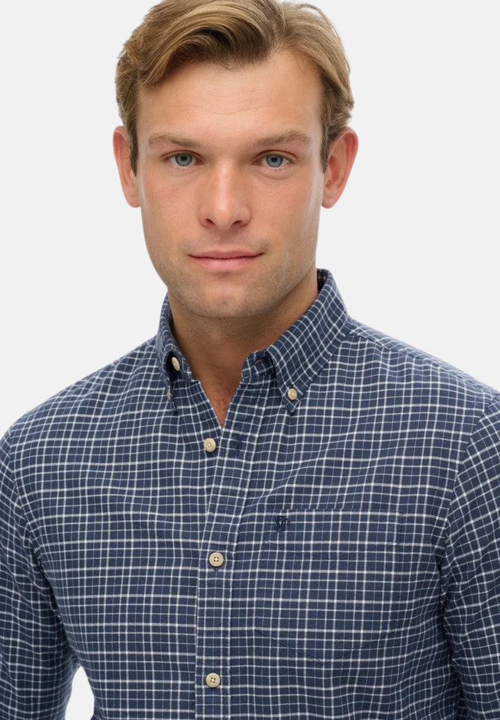 Superdry Premium Check Oxford Shirt | Lauren Navy Shadow Grid