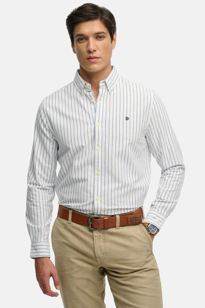 Superdry Preppy Oxford Shirt | Classic Blue/Optic Stripe