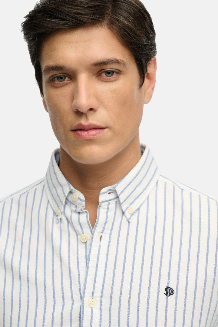 Superdry Preppy Oxford Shirt | Classic Blue/Optic Stripe