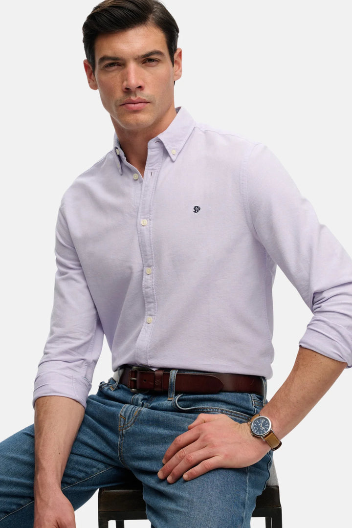 Superdry Preppy Oxford Shirt | Light Lavender Purple Chambray
