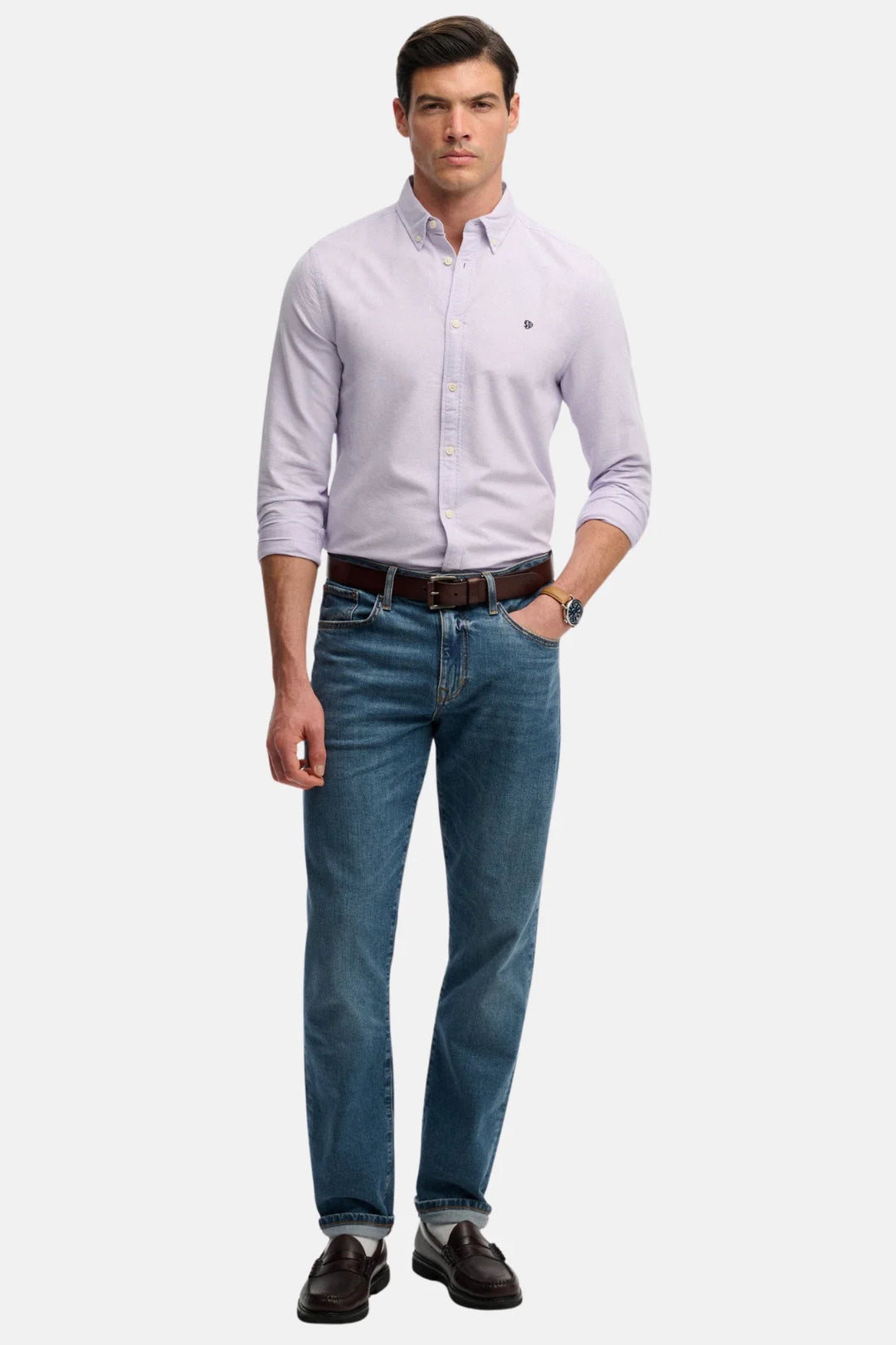 Superdry Preppy Oxford Shirt | Light Lavender Purple Chambray