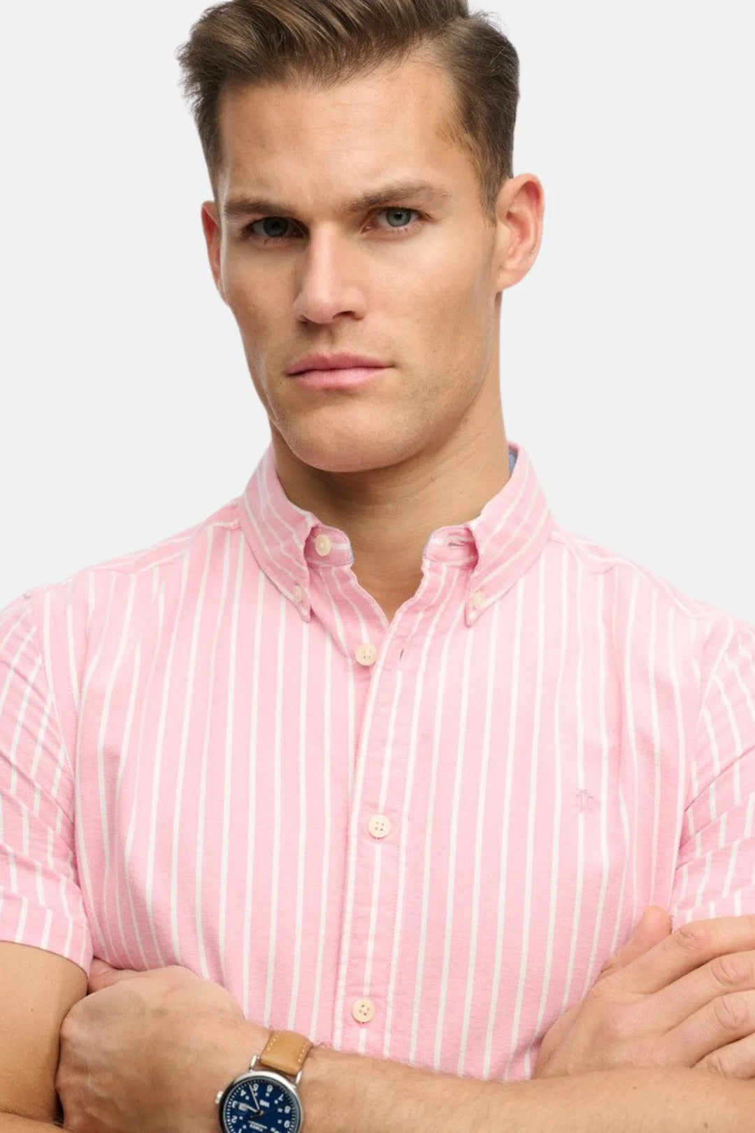 Superdry Preppy Oxford Shirt | Short Sleeve | Cali Coral/Optic Stripe