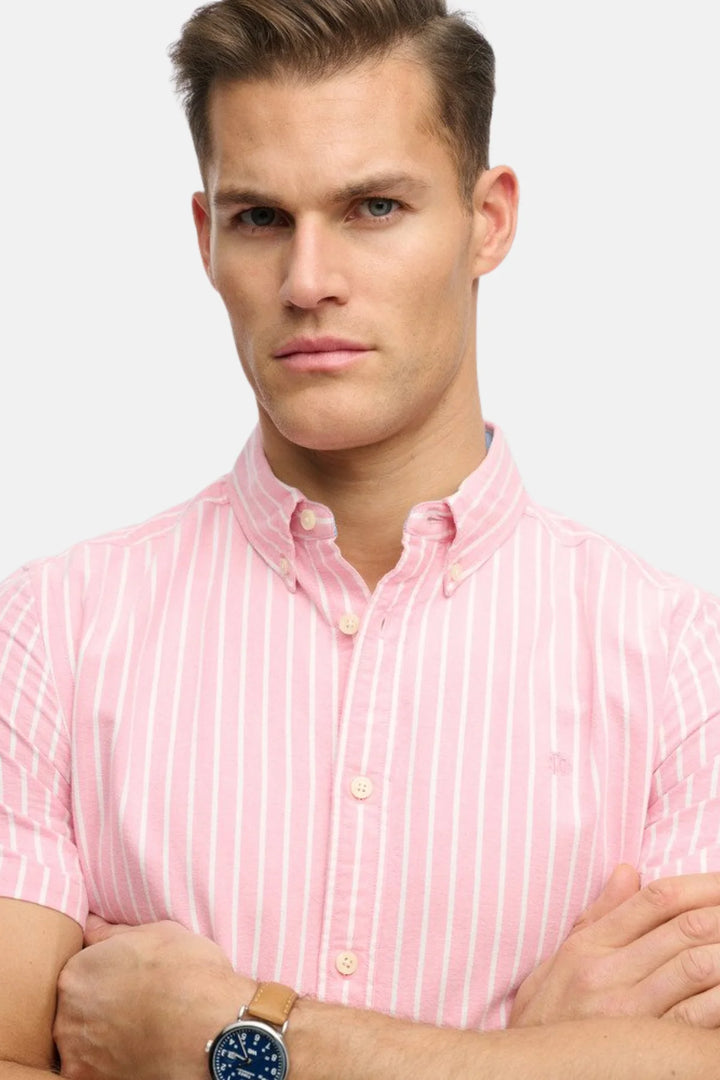 Superdry Preppy Oxford Shirt | Short Sleeve | Cali Coral/Optic Stripe