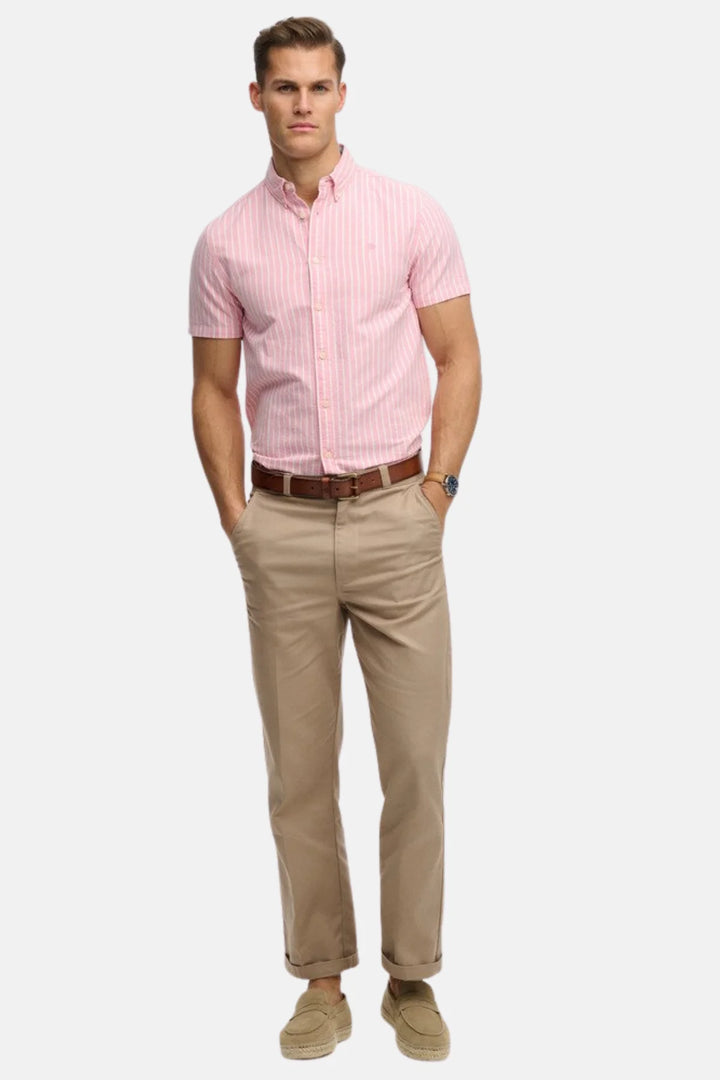 Superdry Preppy Oxford Shirt | Short Sleeve | Cali Coral/Optic Stripe