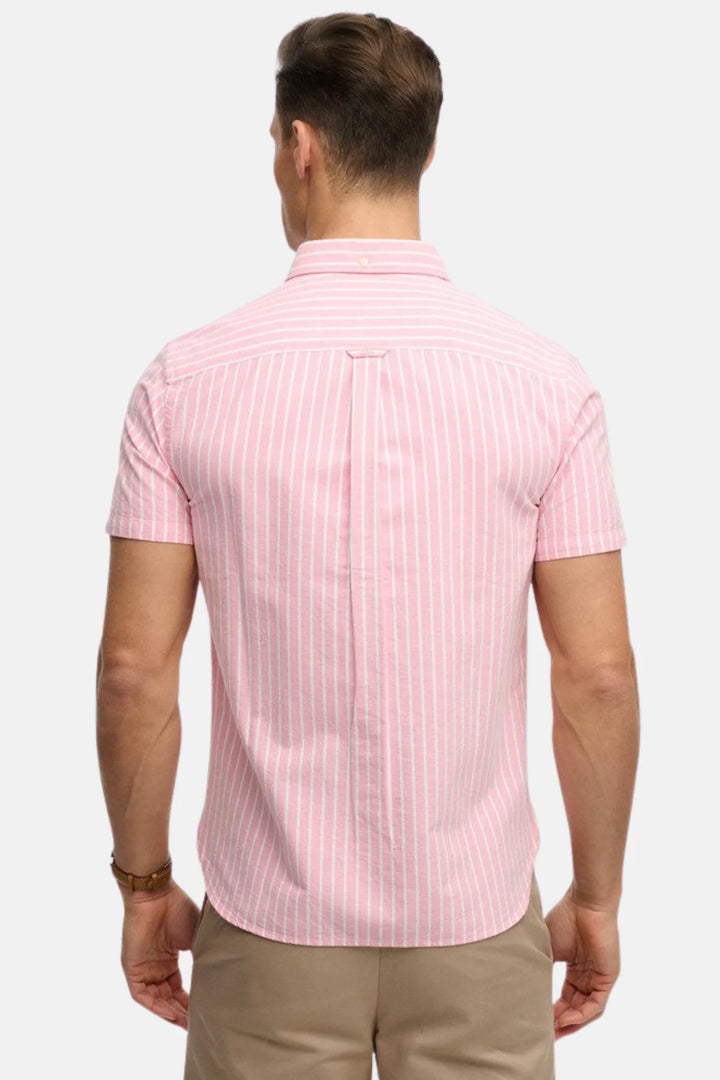 Superdry Preppy Oxford Shirt | Short Sleeve | Cali Coral/Optic Stripe