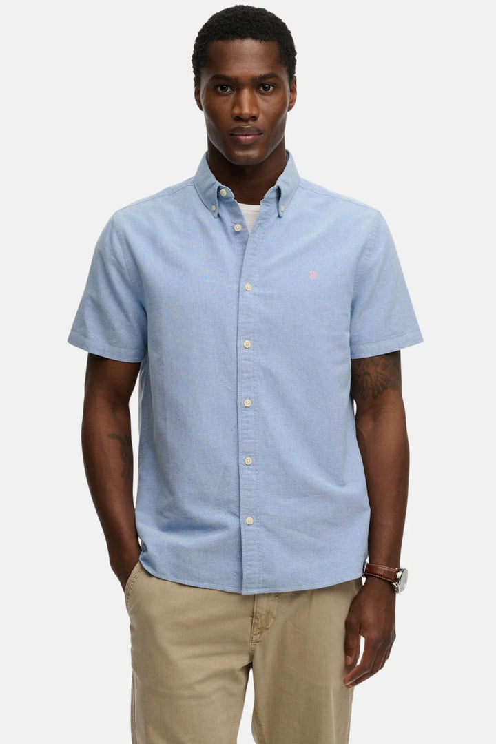 Superdry Preppy Oxford Shirt | Short Sleeve | Sky Blue Chambray