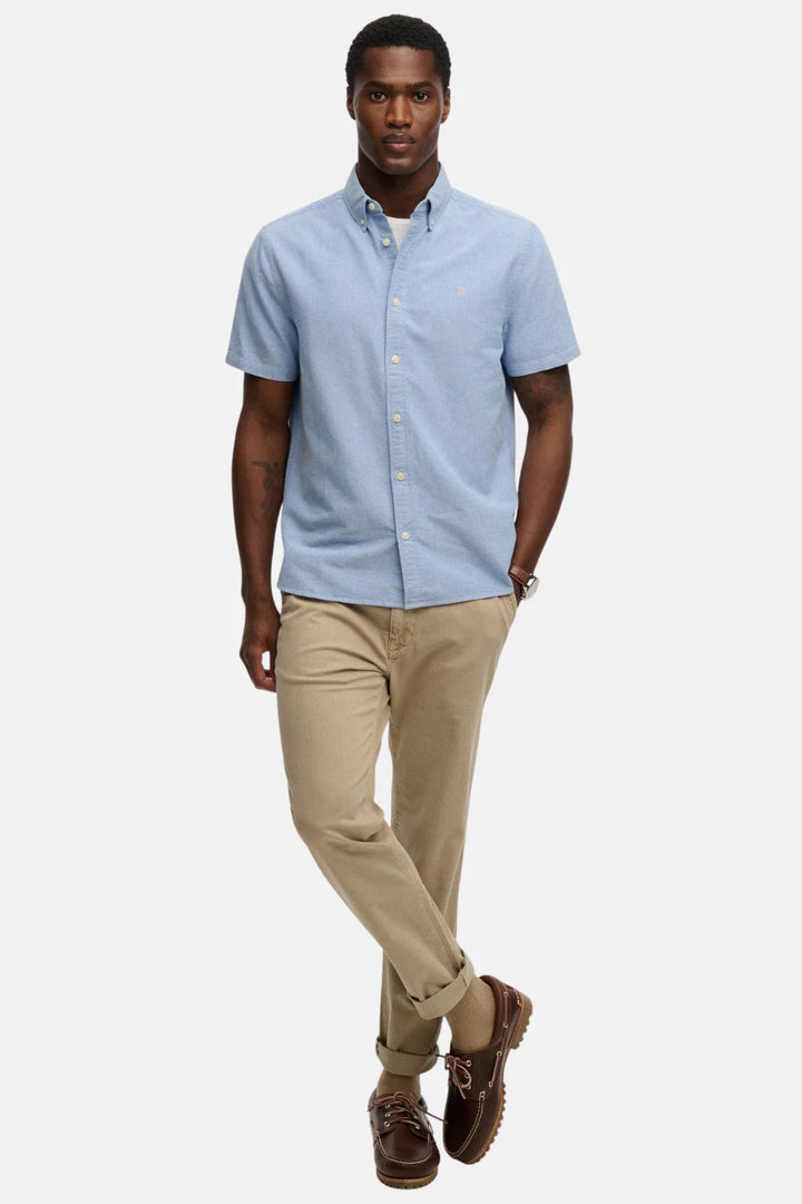 Superdry Preppy Oxford Shirt | Short Sleeve | Sky Blue Chambray