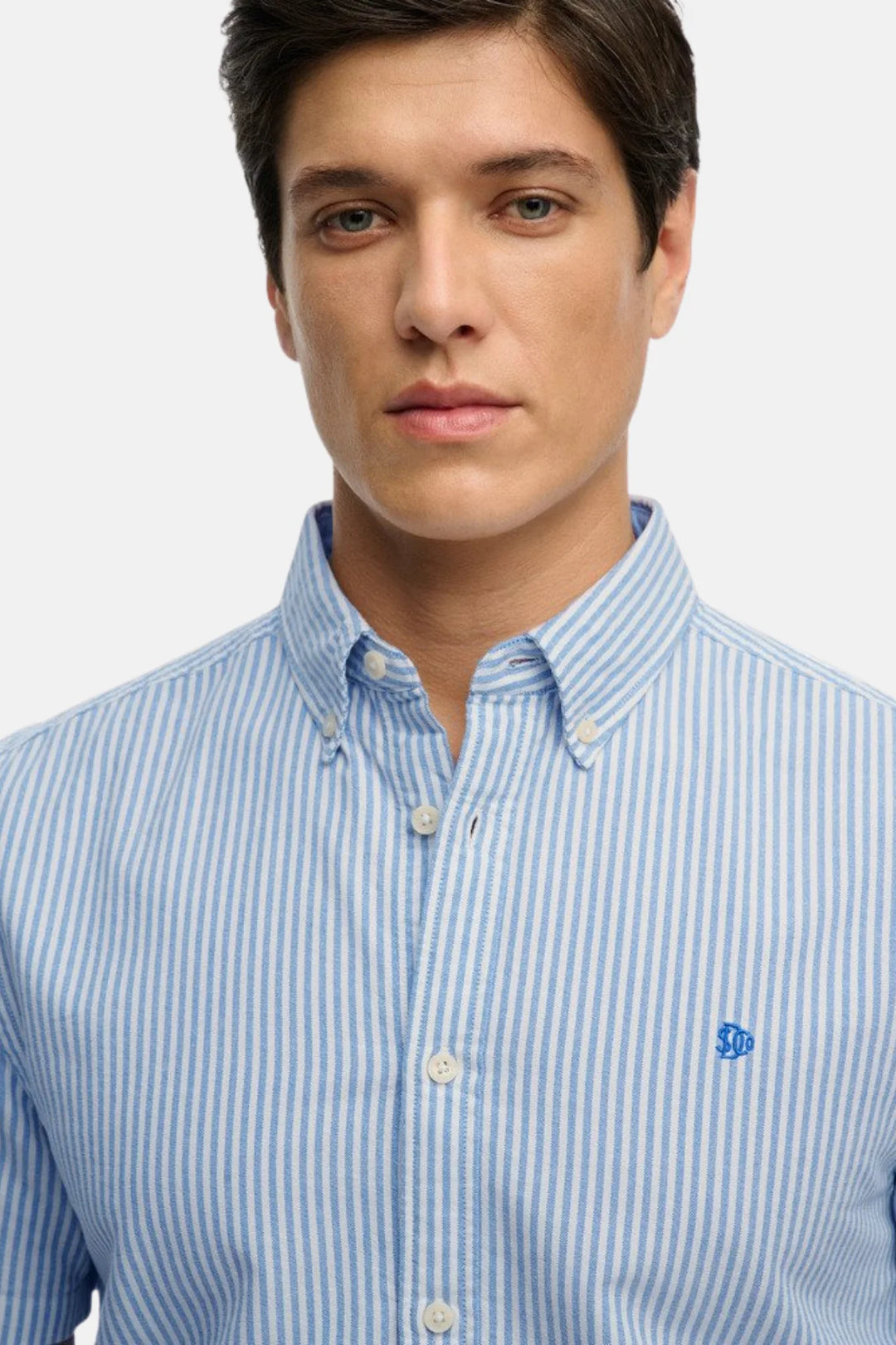 Superdry Preppy Oxford Shirt | Short Sleeve | Sky Blue Stripe