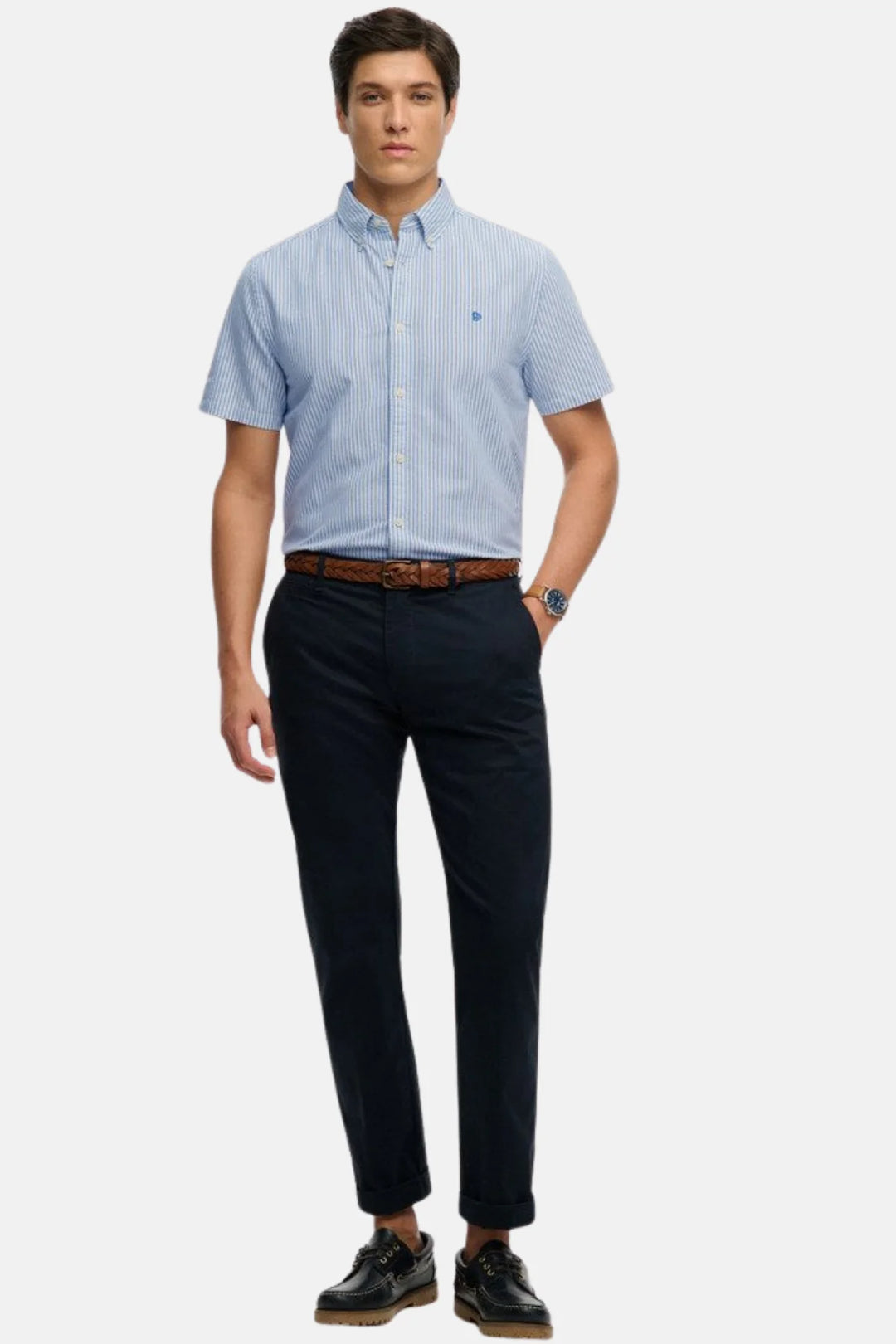Superdry Preppy Oxford Shirt | Short Sleeve | Sky Blue Stripe
