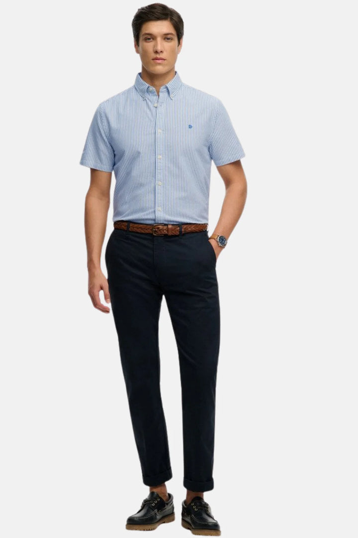 Superdry Preppy Oxford Shirt | Short Sleeve | Sky Blue Stripe