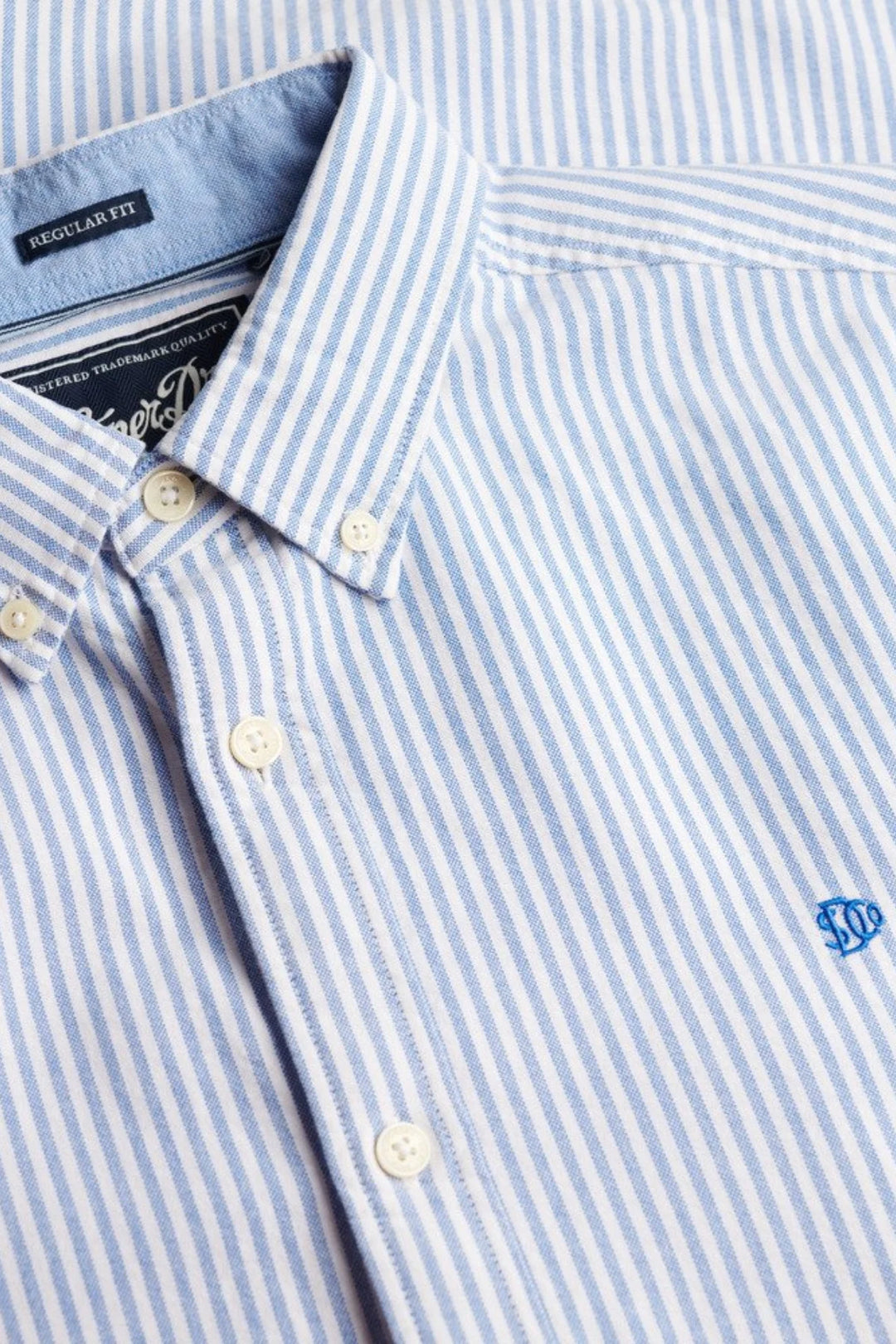 Superdry Preppy Oxford Shirt | Short Sleeve | Sky Blue Stripe
