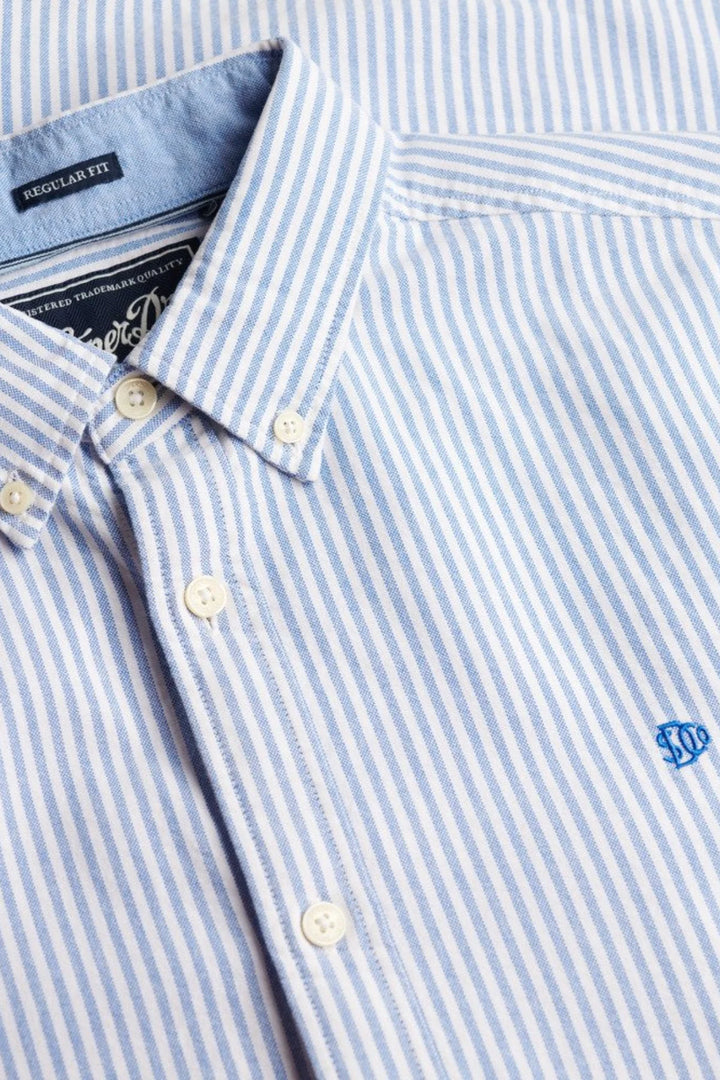 Superdry Preppy Oxford Shirt | Short Sleeve | Sky Blue Stripe
