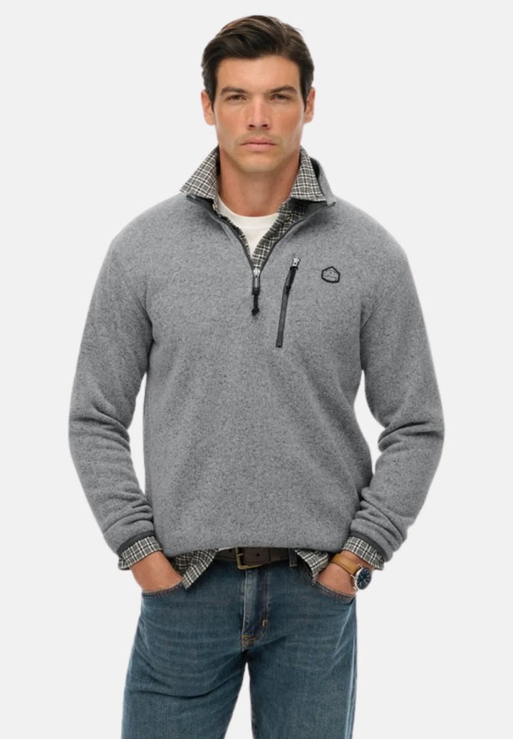 Superdry Storm Fleece Half Zip Jumper | Storm Light Grey Grit