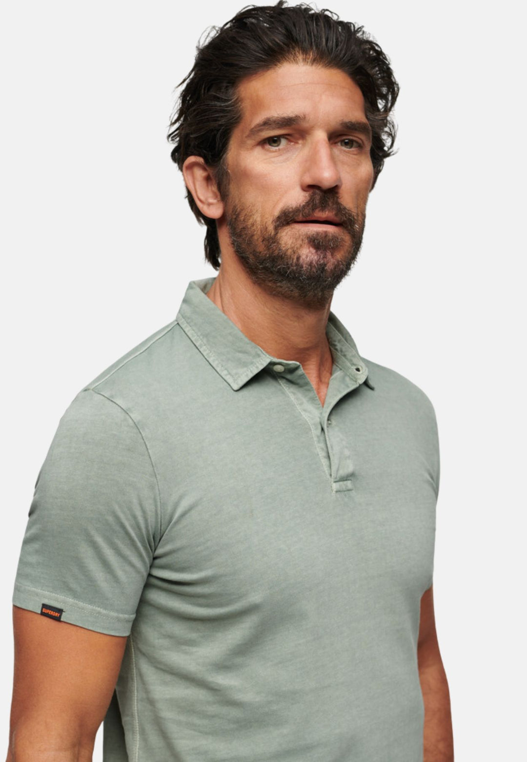 Superdry Studios Jersey Polo Shirt | Sage Green