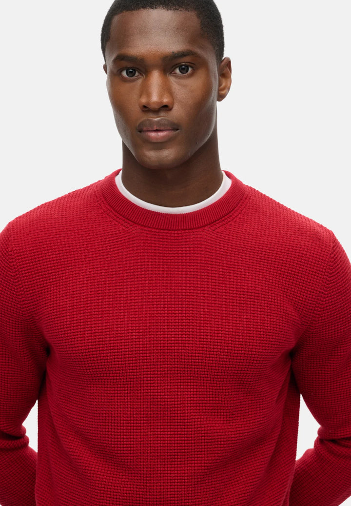 Superdry Textured Crew Knitted Jumper | Red