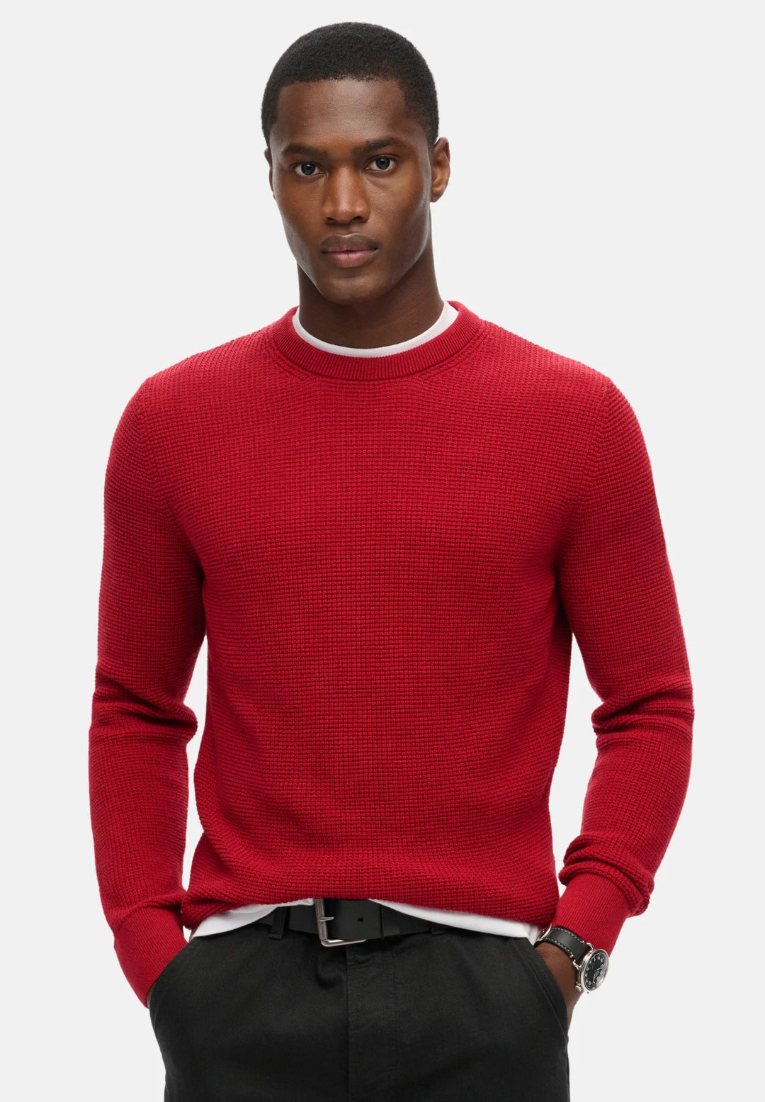 Superdry Textured Crew Knitted Jumper | Red