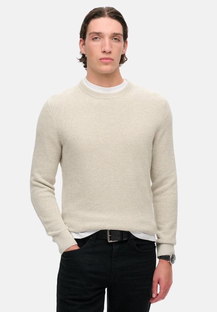 Superdry Textured Crew Knitted Jumper | Light Grey