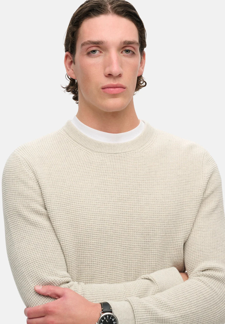 Superdry Textured Crew Knitted Jumper | Light Grey